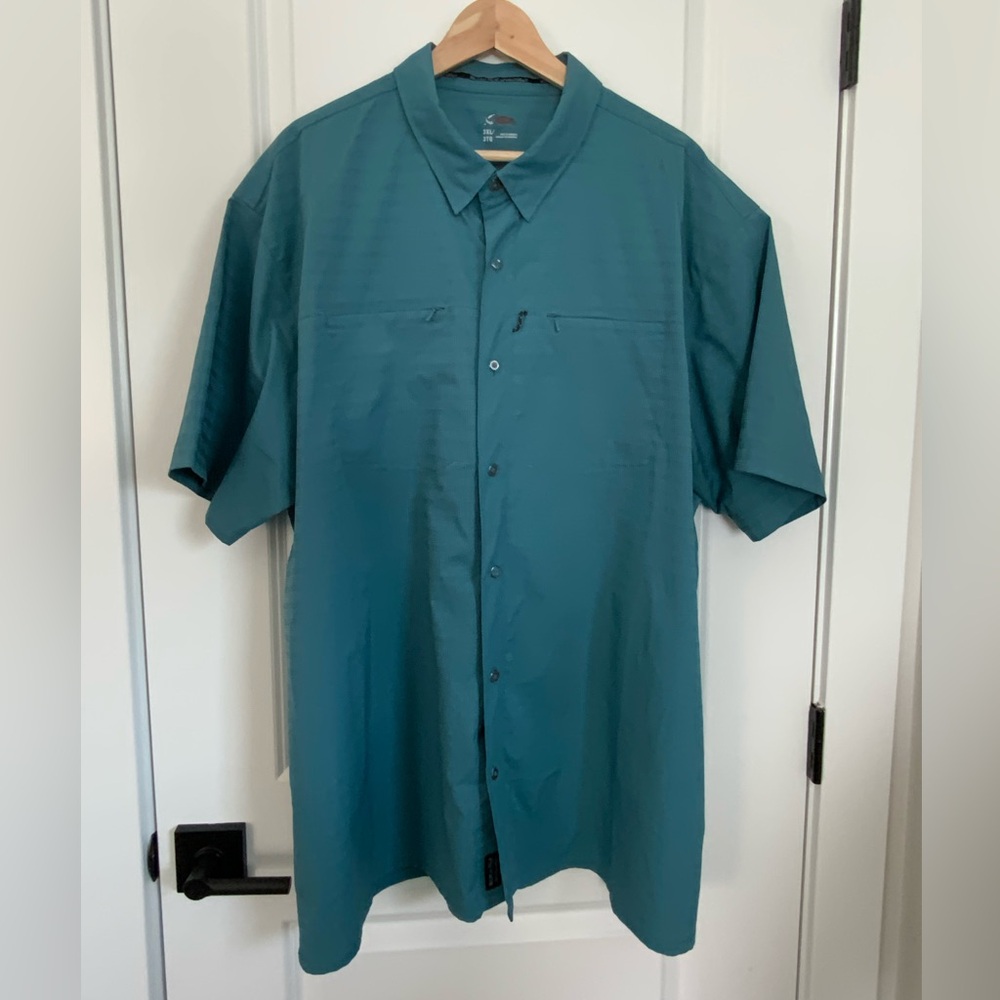 World Wide Sportsman Shirt Men’s 3XL – Teal Short Sleeve Button Up Fishing
